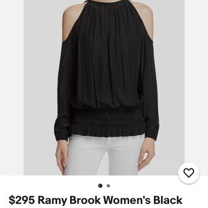 Ramy Brook Black Pleated Cut-Out Blouse